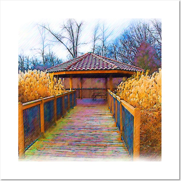 The Pavilion By The River Sketched Wall Art by KirtTisdale